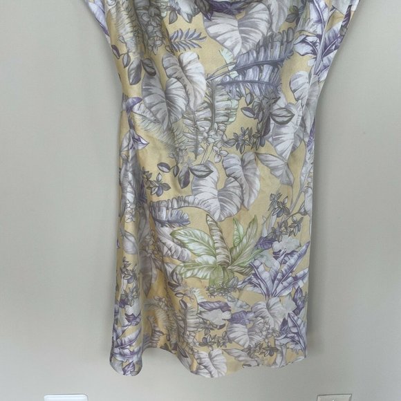 Lulus Sultry Summers Yellow Tropical Satin Dress - Picture 7 of 7